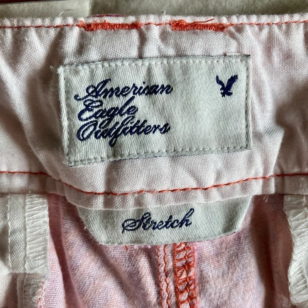 American Eagle Super Low Shortie Shorts Women's 8 Aztec Pink Orange Flap Pocket